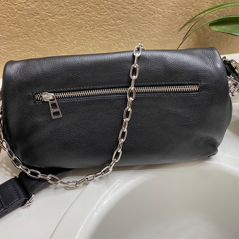 Zadig & Voltaire Black Leather Crossbody Bag with Chain Detail - Picture 4 of 7